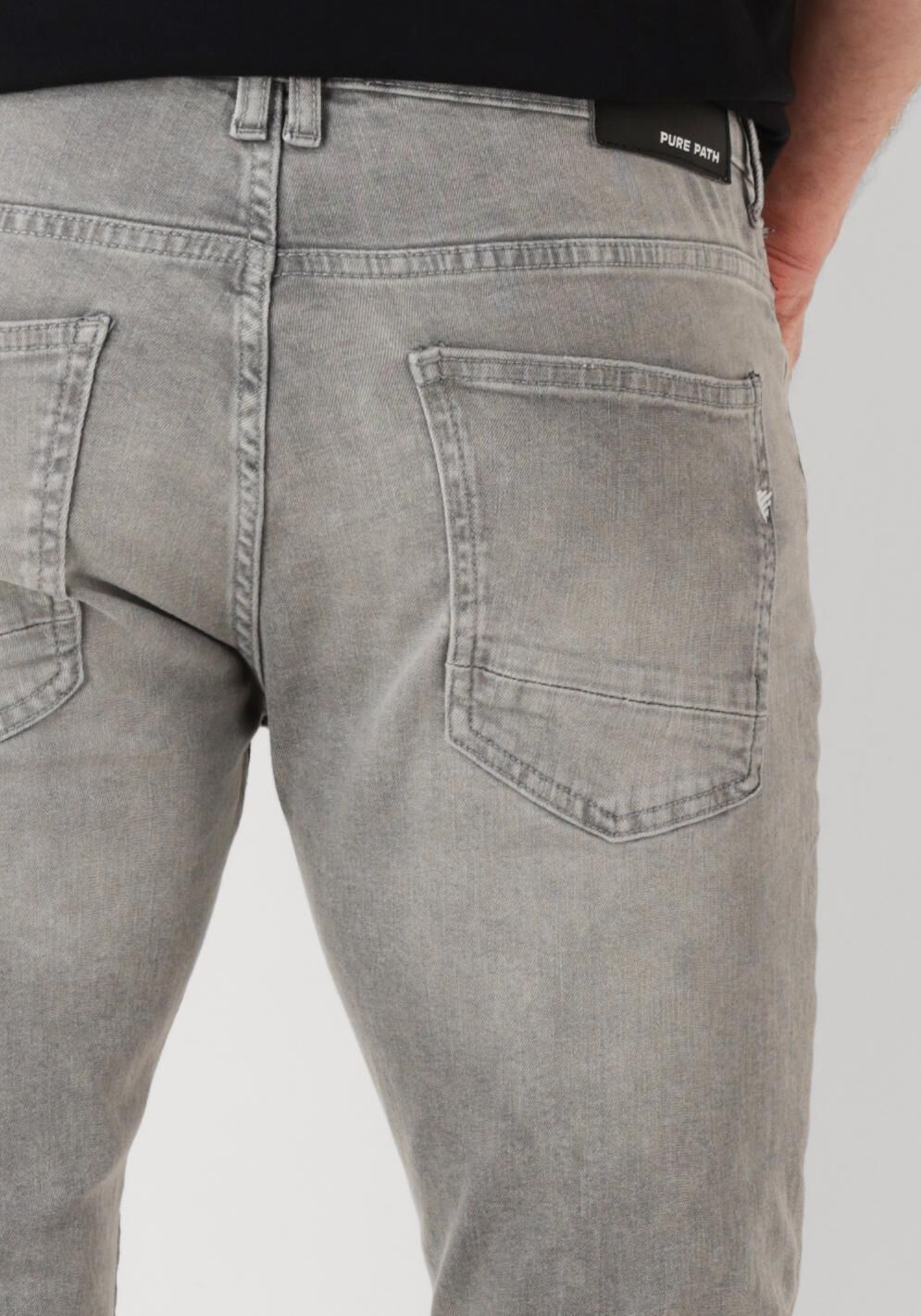 PURE PATH Heren Jeans The Jone Skinny Fit Jeans Grijs