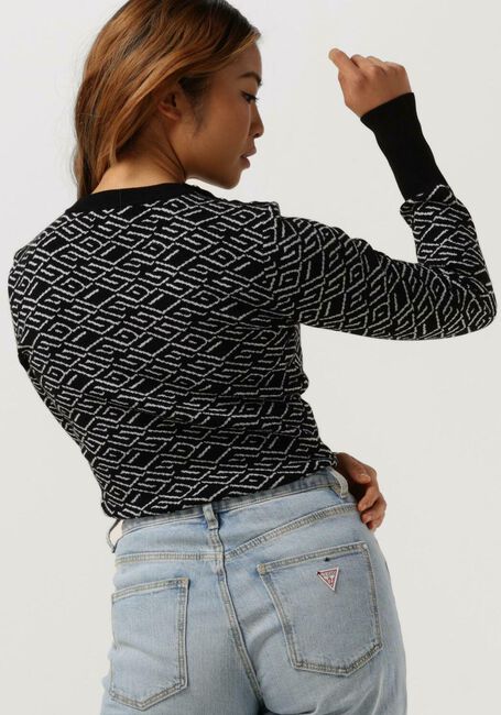 Zwarte GUESS Trui LS GUESS LOGO JACQUARD SWTR - large
