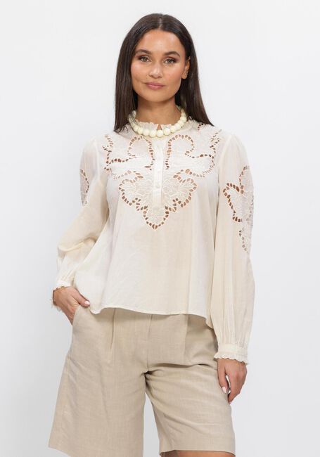 Gebroken wit SUMMUM Tops & T-shirts TOP EMBROIDERED CAMBRIC - large