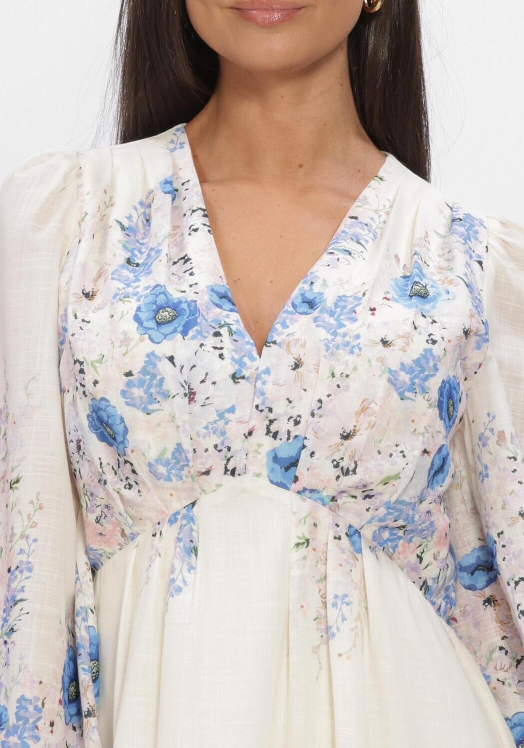 Blauwe NEO NOIR Maxi jurk SILFI FLOWER PRINT DRESS - large
