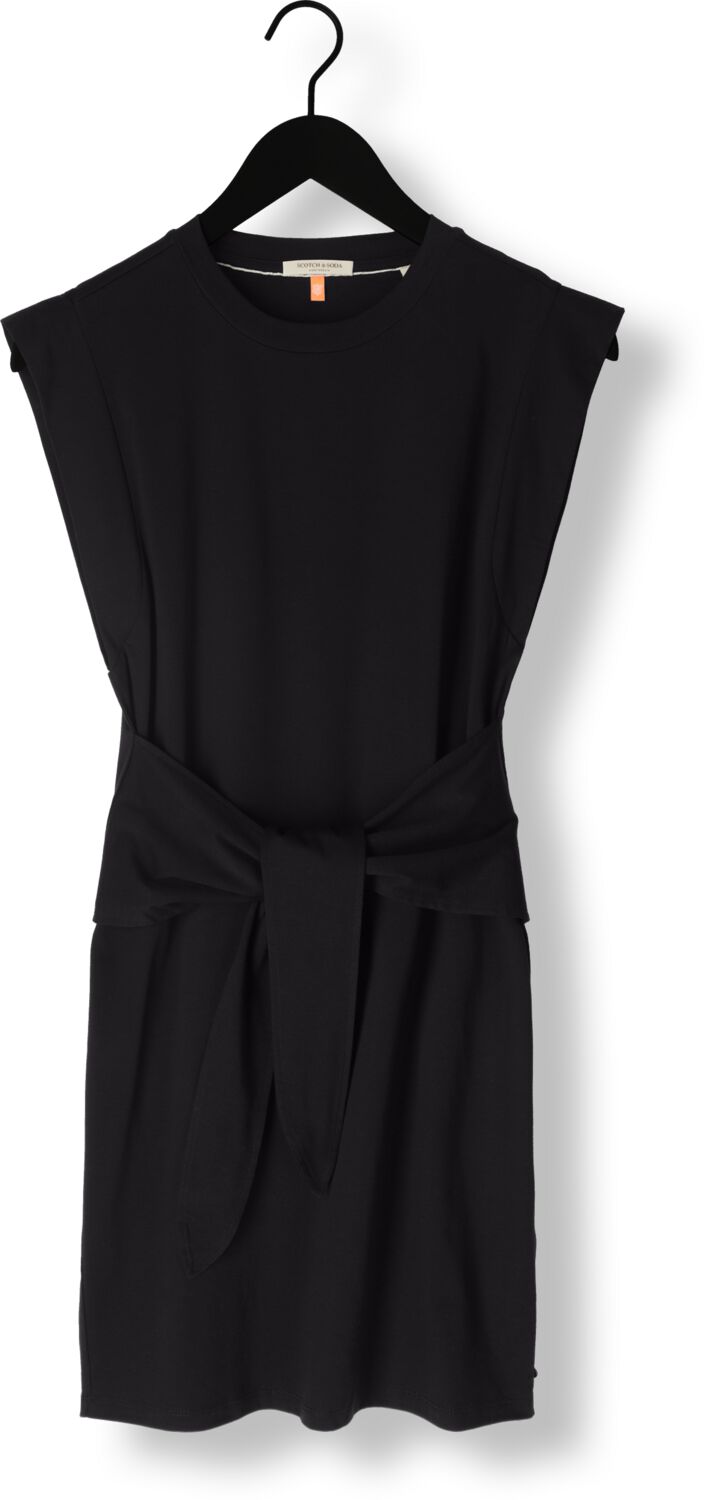 SCOTCH & SODA Dames Jurken Tie Waist Mini Jersey Dress Zwart