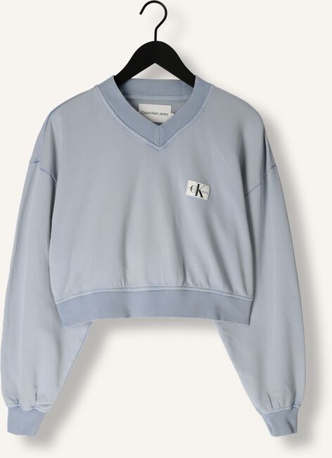 Lichtblauwe CALVIN KLEIN Trui WOVEN LABEL WASHED V-NECK Lichtblauwe CALVIN KLEIN Trui WOVEN LABEL WASHED V-NECK - large
