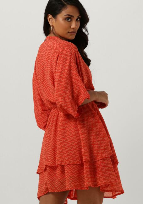 Oranje COLOURFUL REBEL Mini jurk MENCIA SMALL GEO TWO LAYER MINI DRESS - large