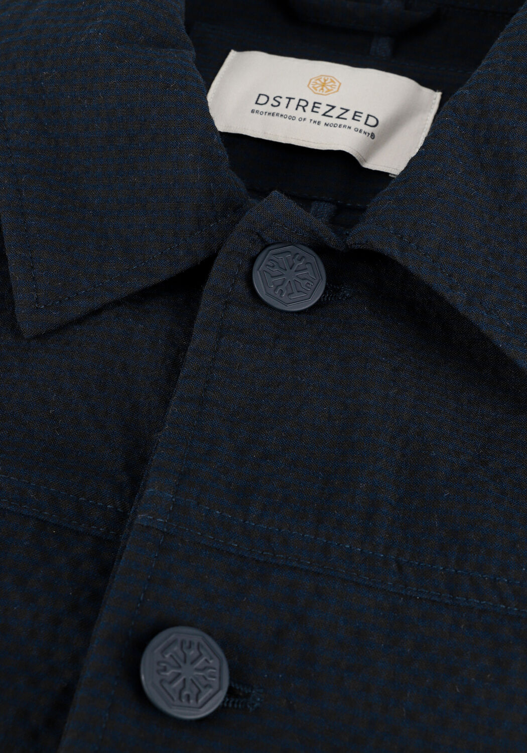 Blauwe DSTREZZED Overshirt TRUCKER JACKET SEERSUCKER - large