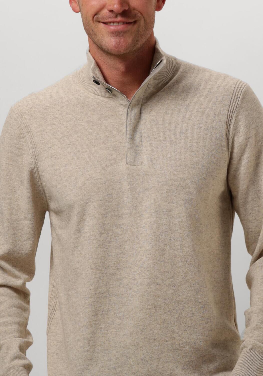 PROFUOMO Heren Truien & Vesten Pullover Half Zip Button Bruin