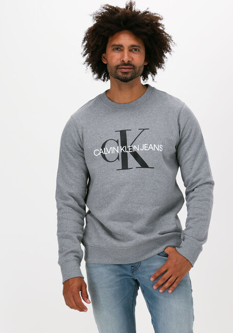 Grijze CALVIN KLEIN Sweater ICONIC MONOGRAM CREWNECK - large