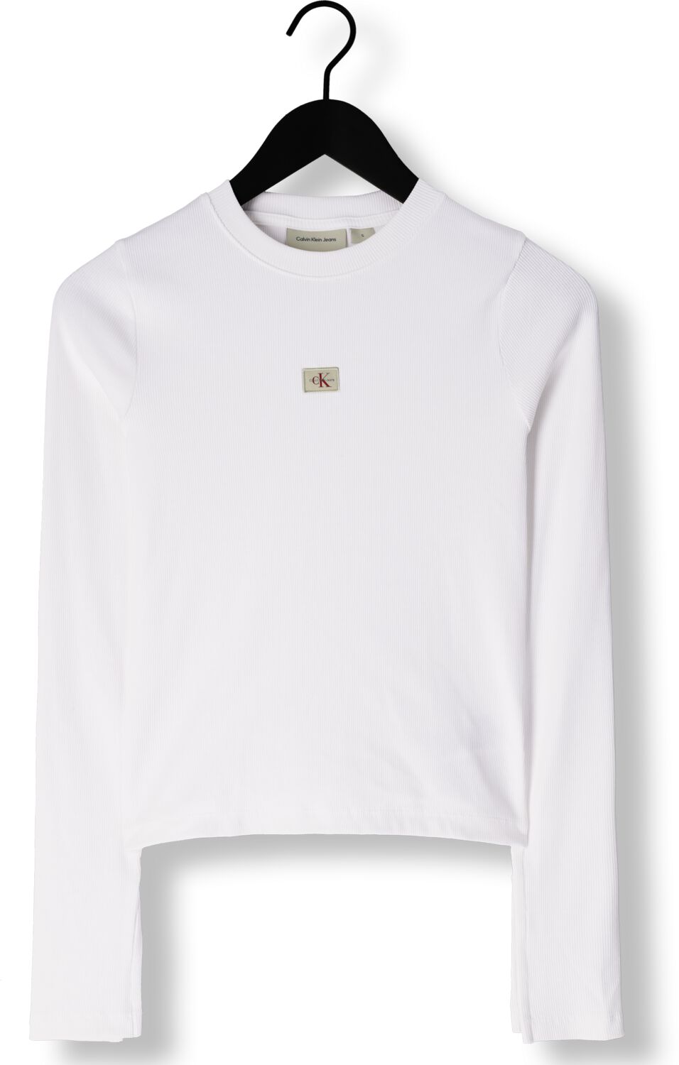 CALVIN KLEIN Dames Tops & T-shirts Woven Label Rib Ls Top Wit
