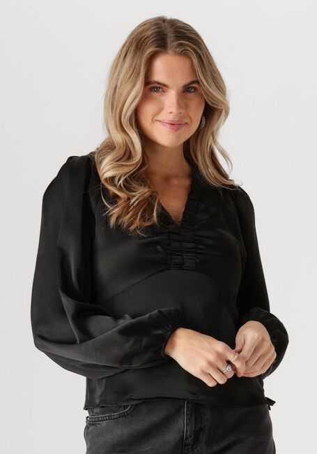 Zwarte NEO NOIR Blouses ISTANA HEAVY SATEEN BLOUSE - large