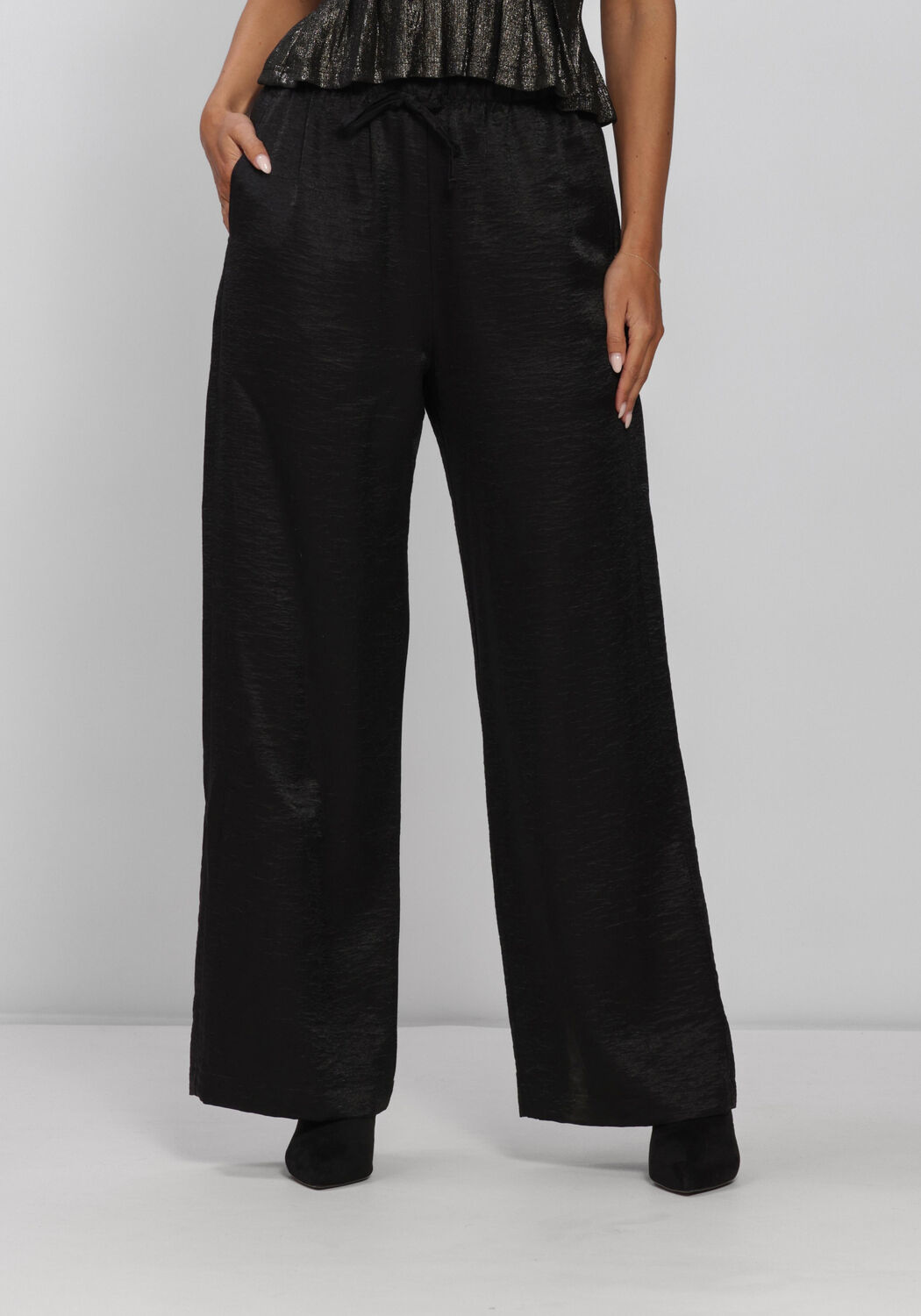 Zwarte BY-BAR Wijde broek PELLE METALLIC PANTS - large