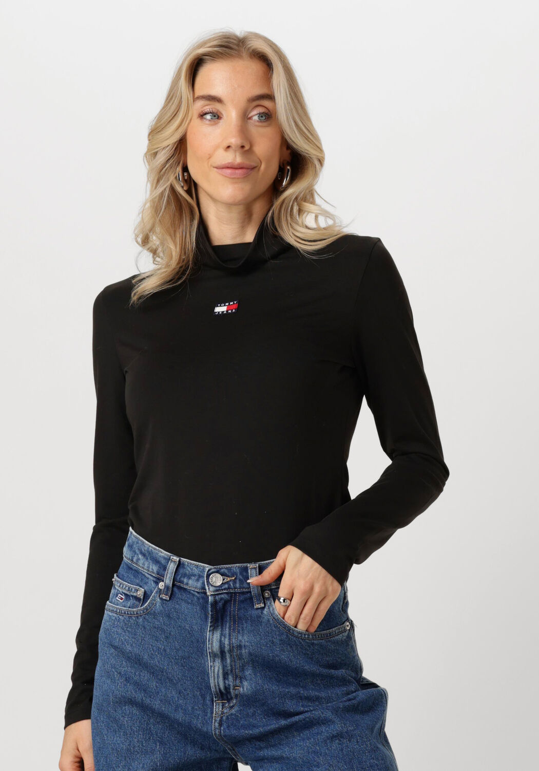 TOMMY JEANS Dames Truien & Vesten Tjw Slim Badge Mockneck Zwart