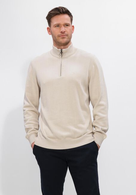 Beige BARBOUR Trui COTTON HALF ZIP KNITTED JUMPER - large