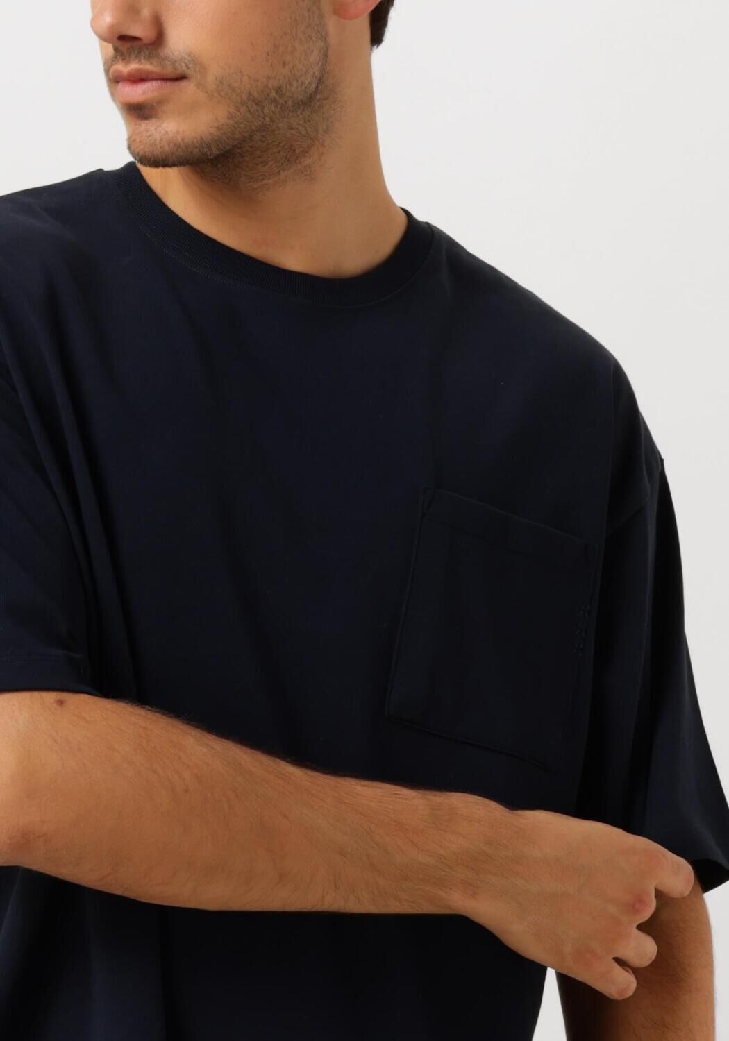 SCOTCH & SODA Heren Polo's & T-shirts 3 Crosses Loose Fit Pocket T-shirt Donkerblauw