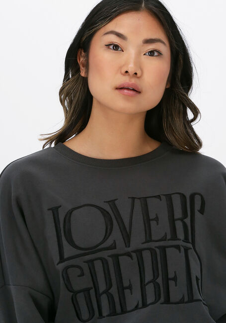 Grijze COLOURFUL REBEL Sweater LOVERS EMBRO DROPPED SHOULDER - large