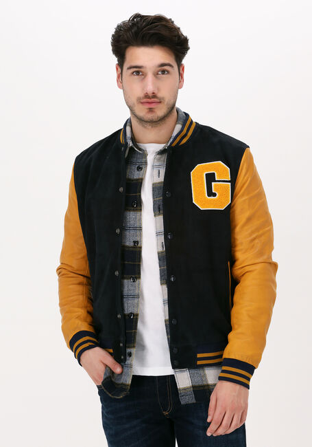 Blauwe GOOSECRAFT Leren jas BOB BOMBER - large