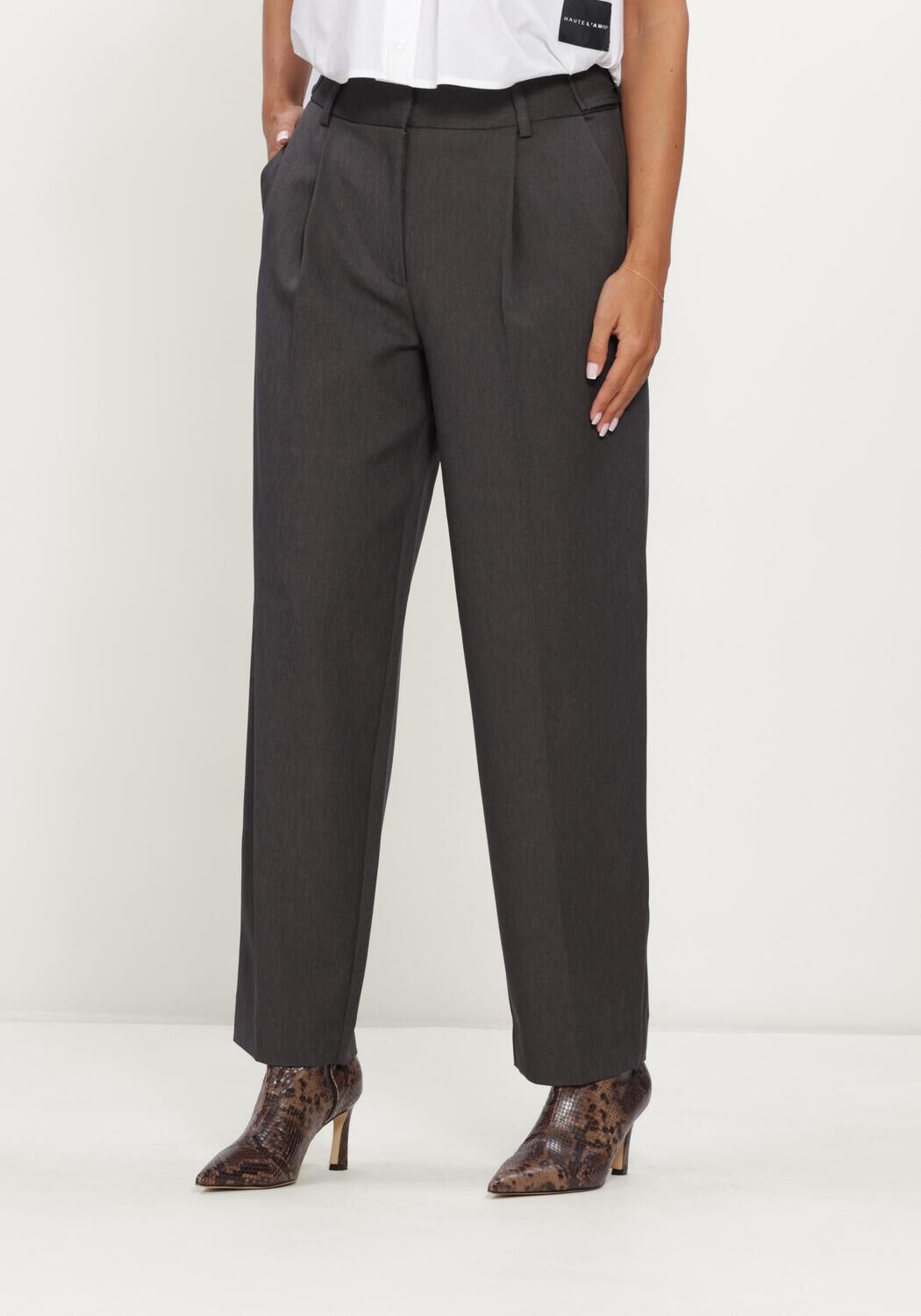 Grijze HAUTE L'AMITI&Eacute; Broeken AMY CROP TALL PANT - large