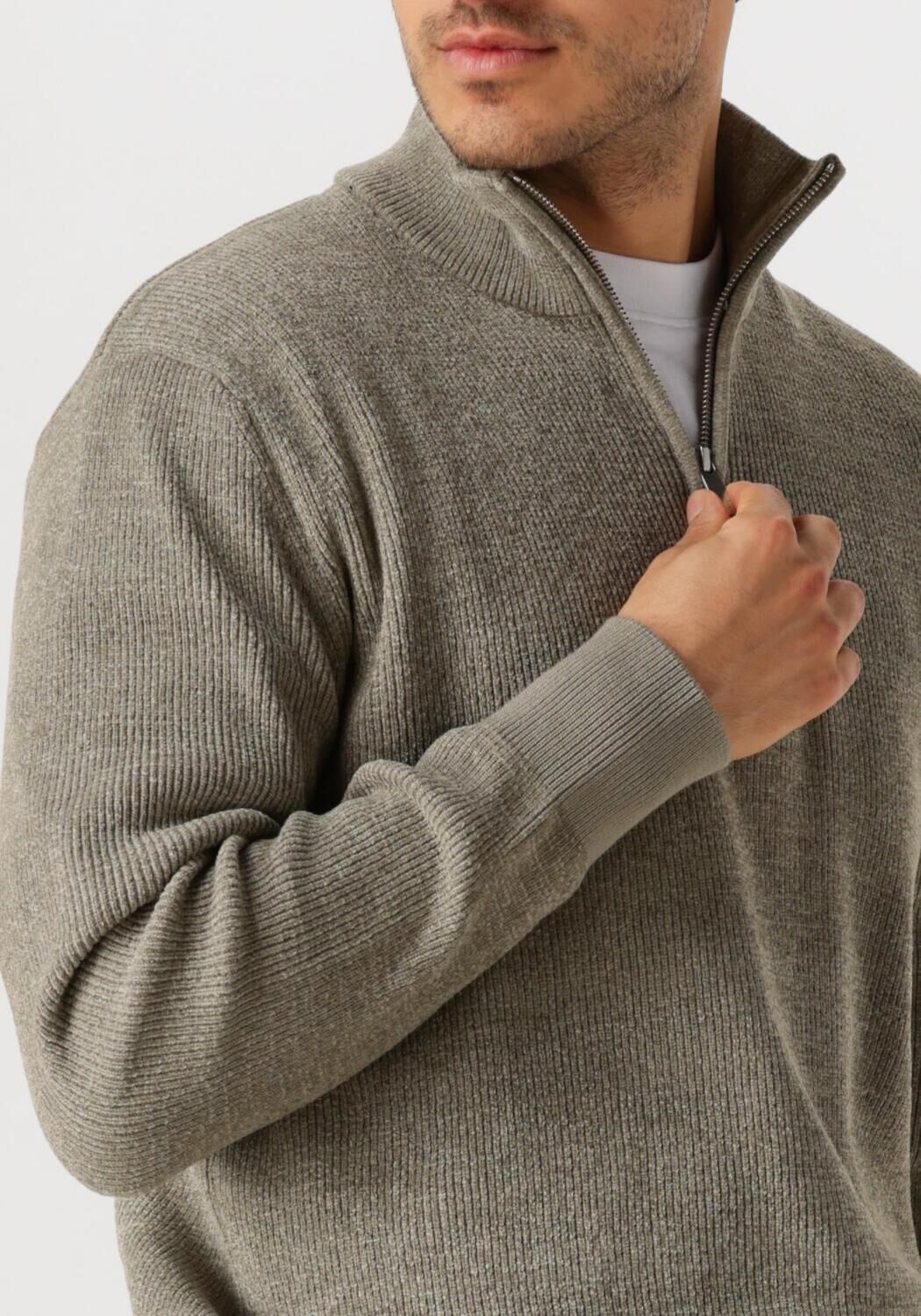 SELECTED HOMME Heren Truien & Vesten Slhrodney Ls High Neck Half Zip Groen