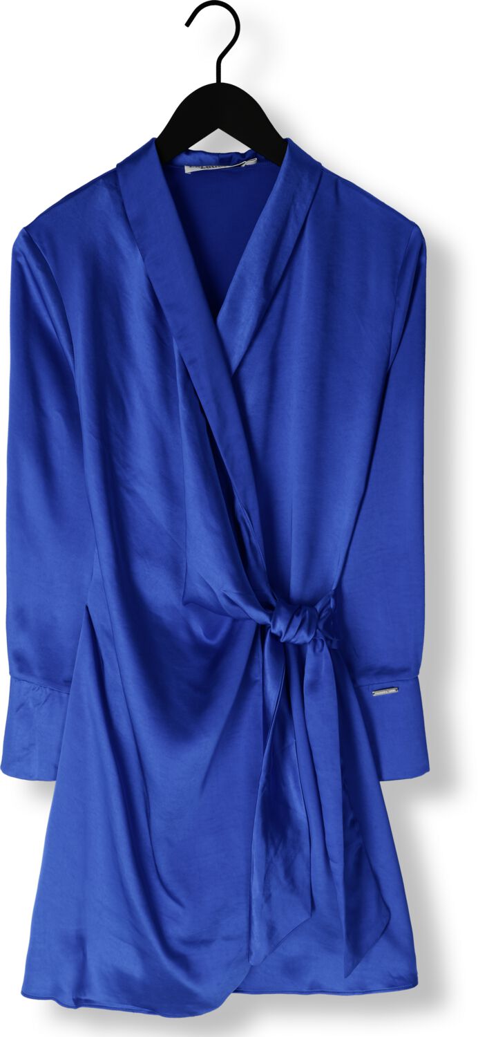 COLOURFUL REBEL Dames Jurken Dorin Uni Satin Mini Wrap Dress Blauw