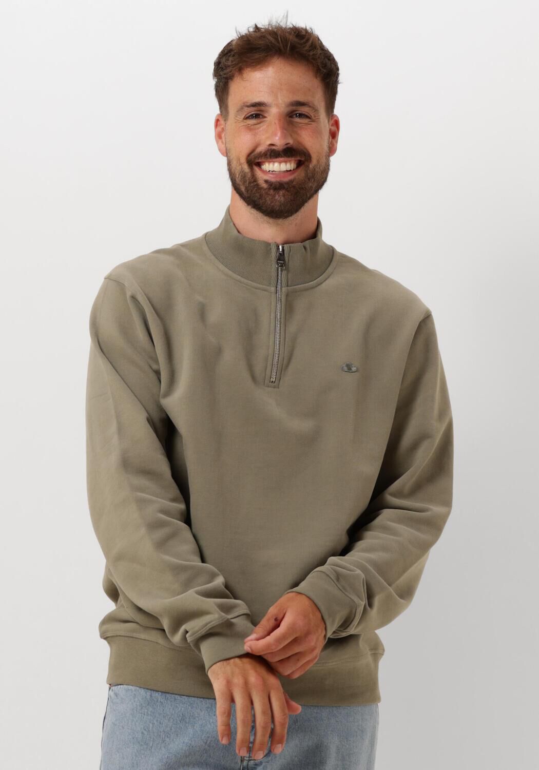 The GoodPeople Groene Half Zip Sweater Lucca Green Heren