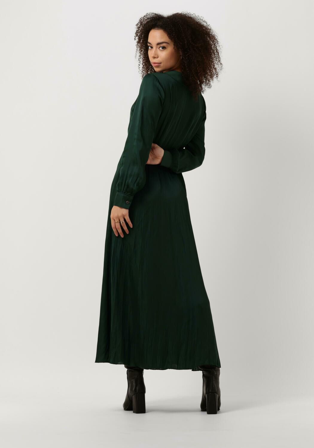 groene scotch soda maxi jurk long sleeved pleated maxi dress