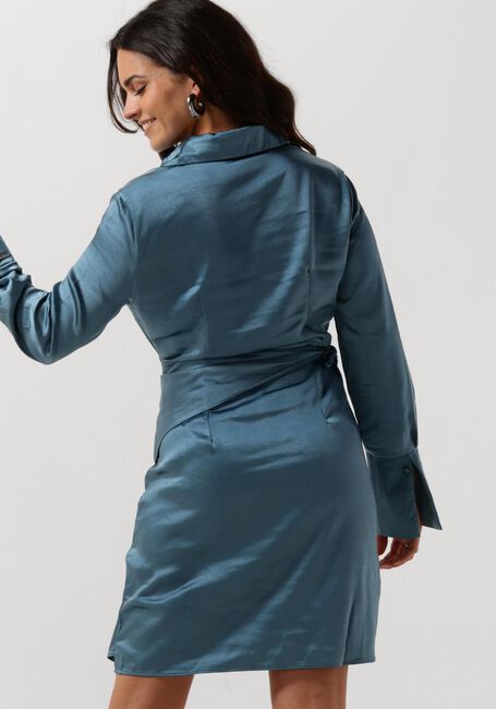 Blauwe COLOURFUL REBEL Mini jurk METTE SATIN WRAP DRESS - large