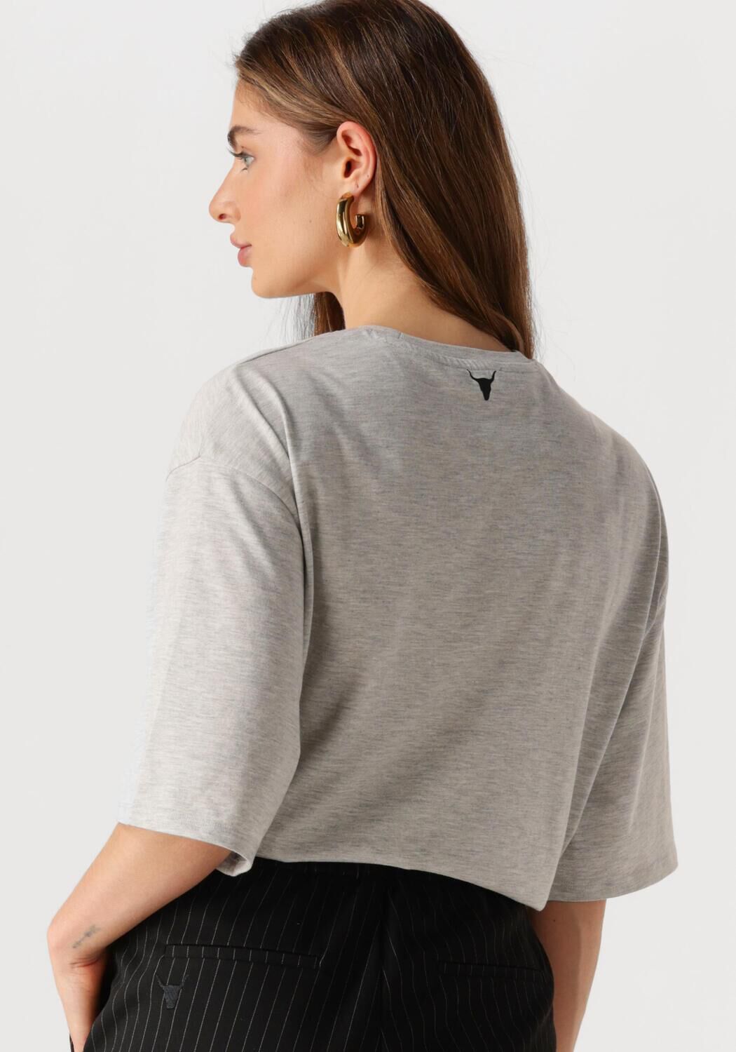 ALIX THE LABEL Dames Tops & T-shirts Ladies Knitted The Label Tshirt Grijs