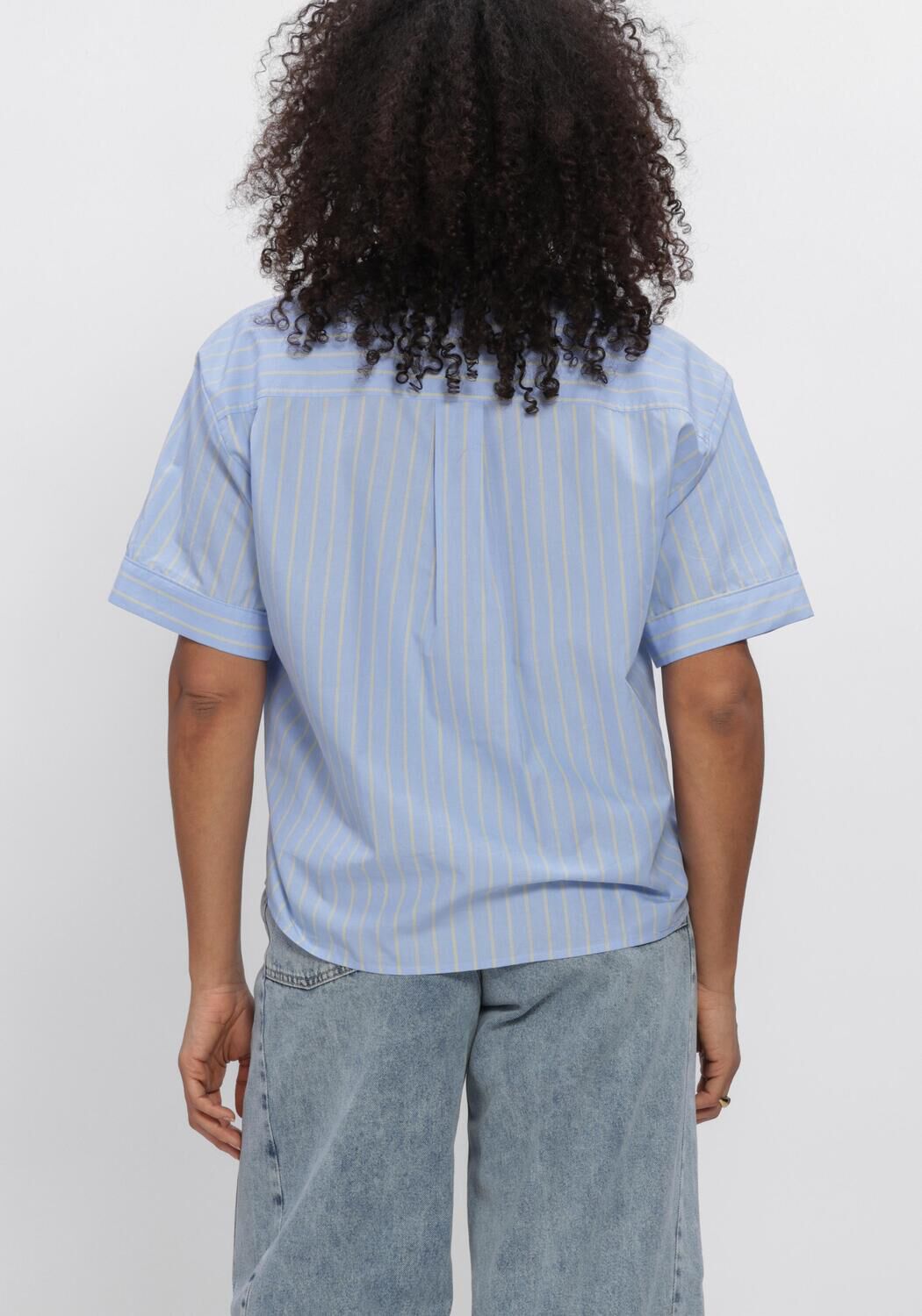 Blauwe CO'COUTURE Blouses SIMOCC STRIPE SS TIE SHIRT - large