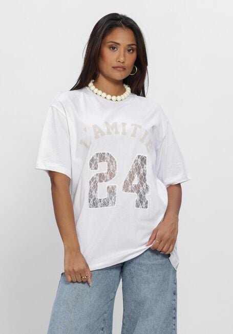 Witte HAUTE L'AMITI&Eacute; Tops & T-shirts 24 LACE NUMBER TEE - large