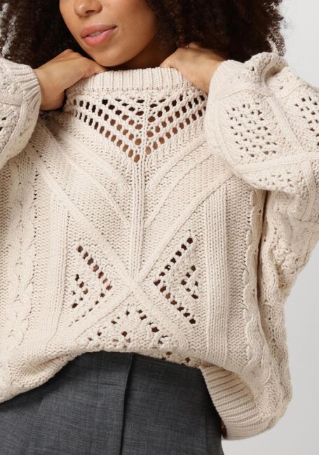 Gebroken wit OBJECT Trui OBJDEDE KNIT L/S OZ PULLOVER - large