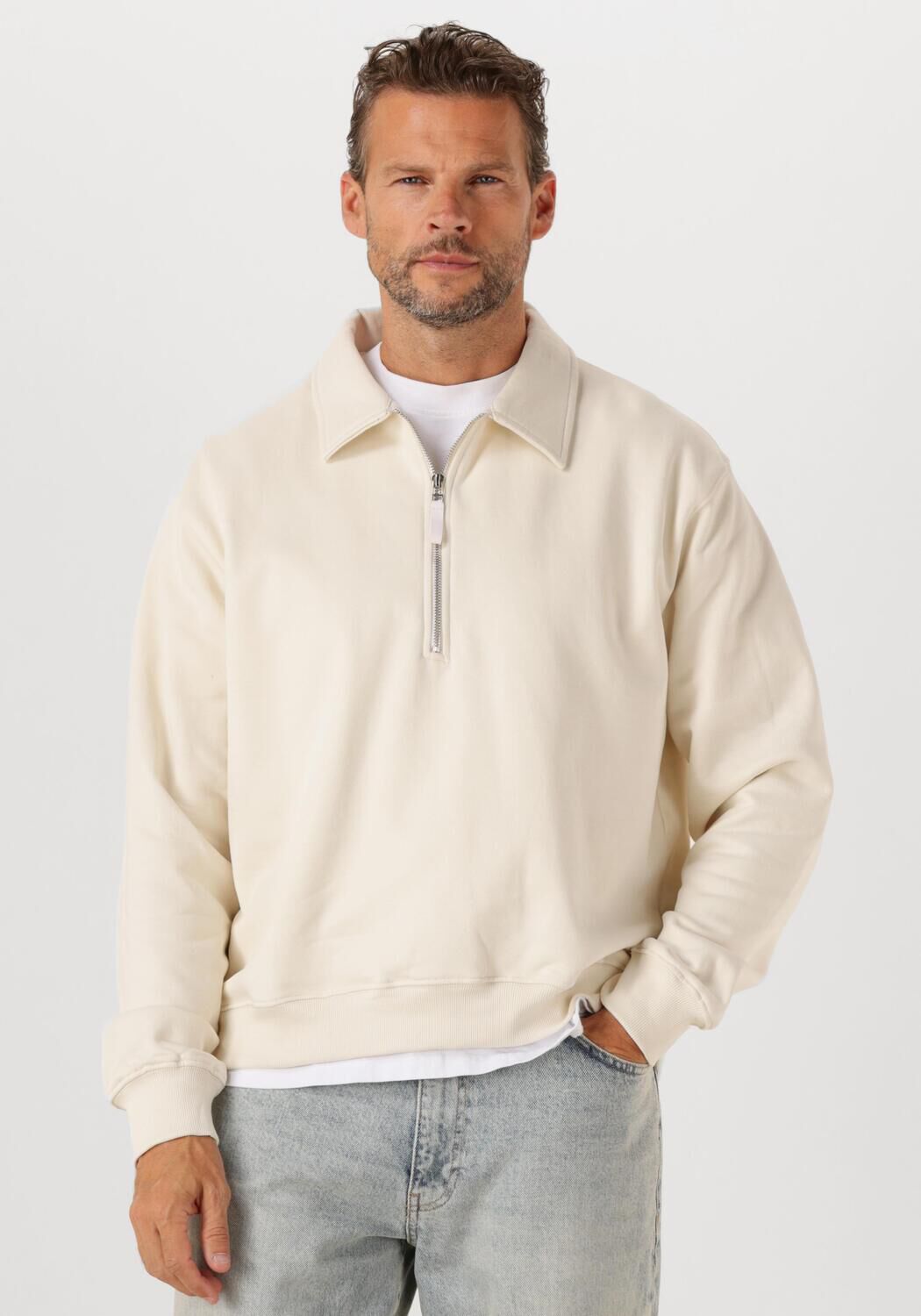 Creme WOODBIRD Sweater WBTOM ZIP POLO | Omoda