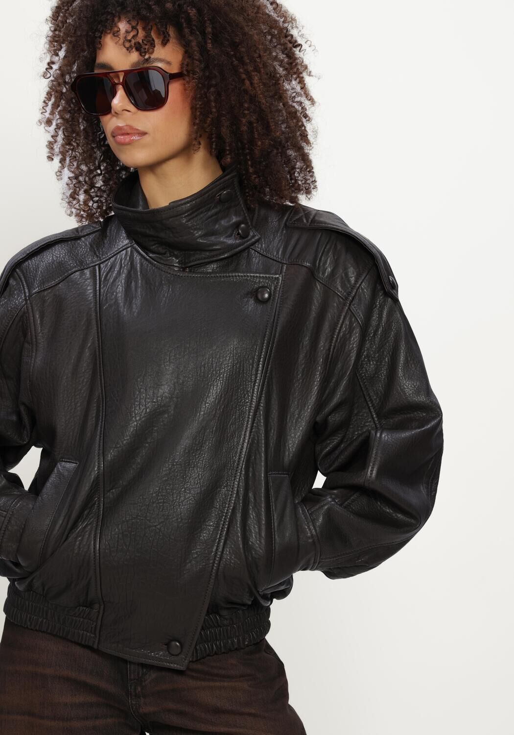 Zwarte IBANA Leren jas JOZINE - large