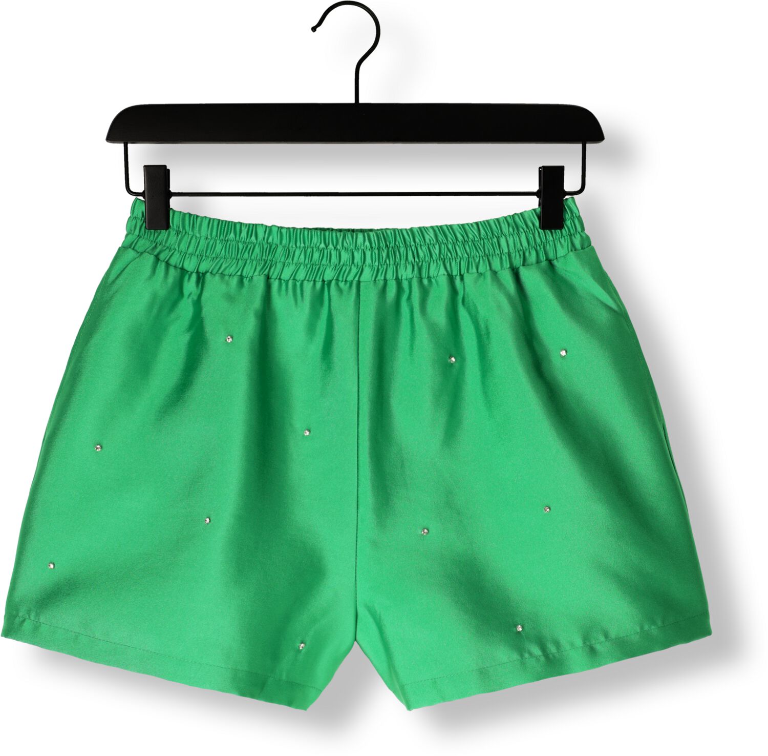 ALIX THE LABEL Dames Broeken Ladies Woven Embellished Satin Shorts Groen