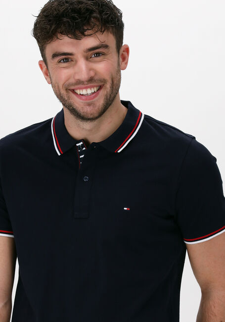 Donkerblauwe TOMMY HILFIGER Polo TIPPED HILFIGER PLACKET SLM POLO - large