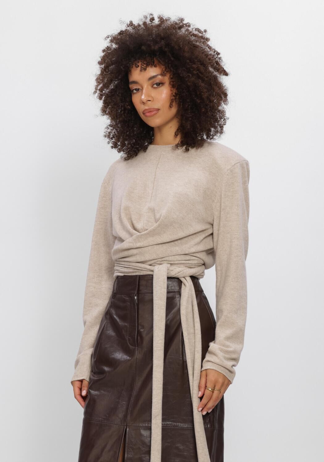 DANTE6 Dames Tops & T-shirts Benyo Knitted Wrap Top Beige