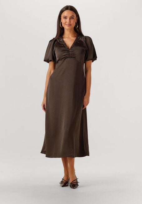 Bruine NEO NOIR Midi jurk ILLIANA HEAVY SATEEN DRESS - large