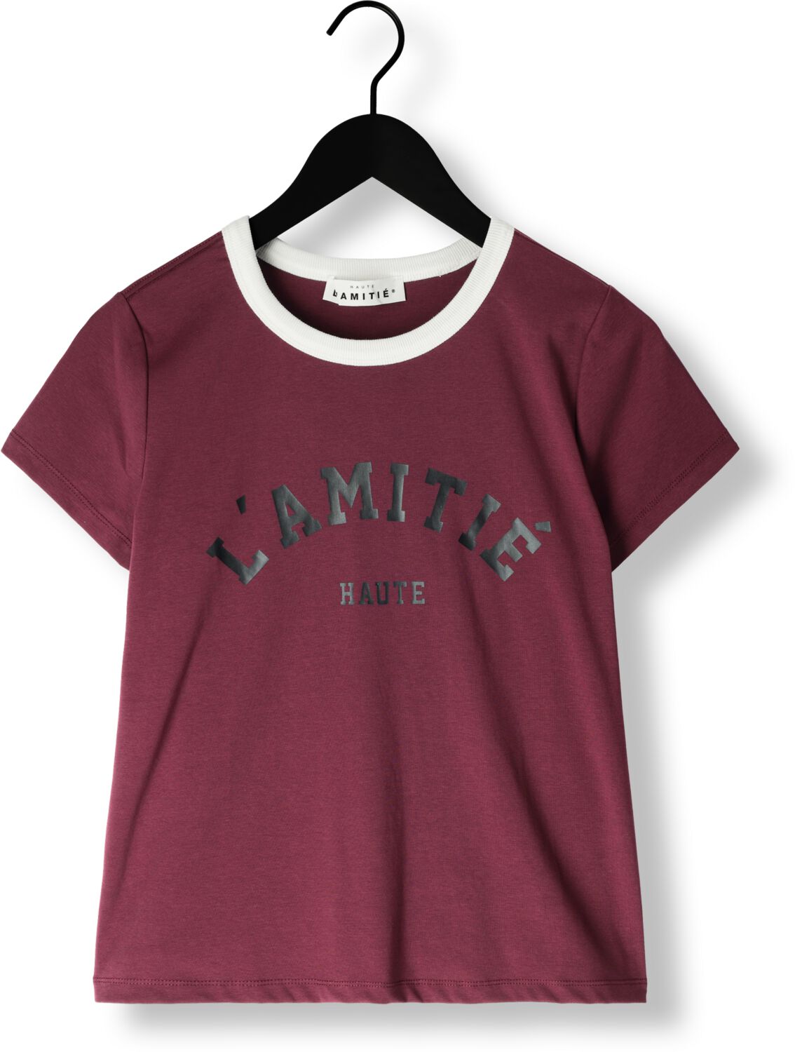 HAUTE L'AMITIÉ Dames Tops & T-shirts Neckline Logo Tee Bordeaux