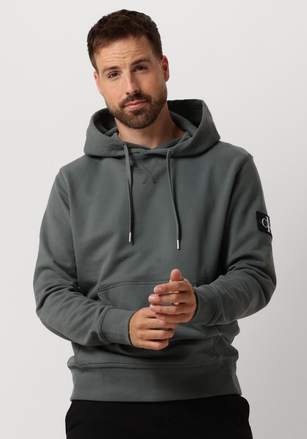 Calvin Klein Jeans Groene hoodie met monogram CK-embleem Gray Heren