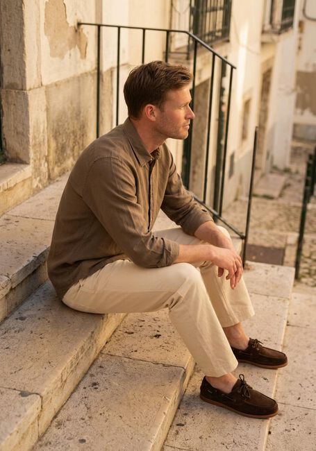 Khaki SELECTED MEN Casual overhemd SLHSLIMOWEN-BRUSHED SHIRT LS NOOS - large