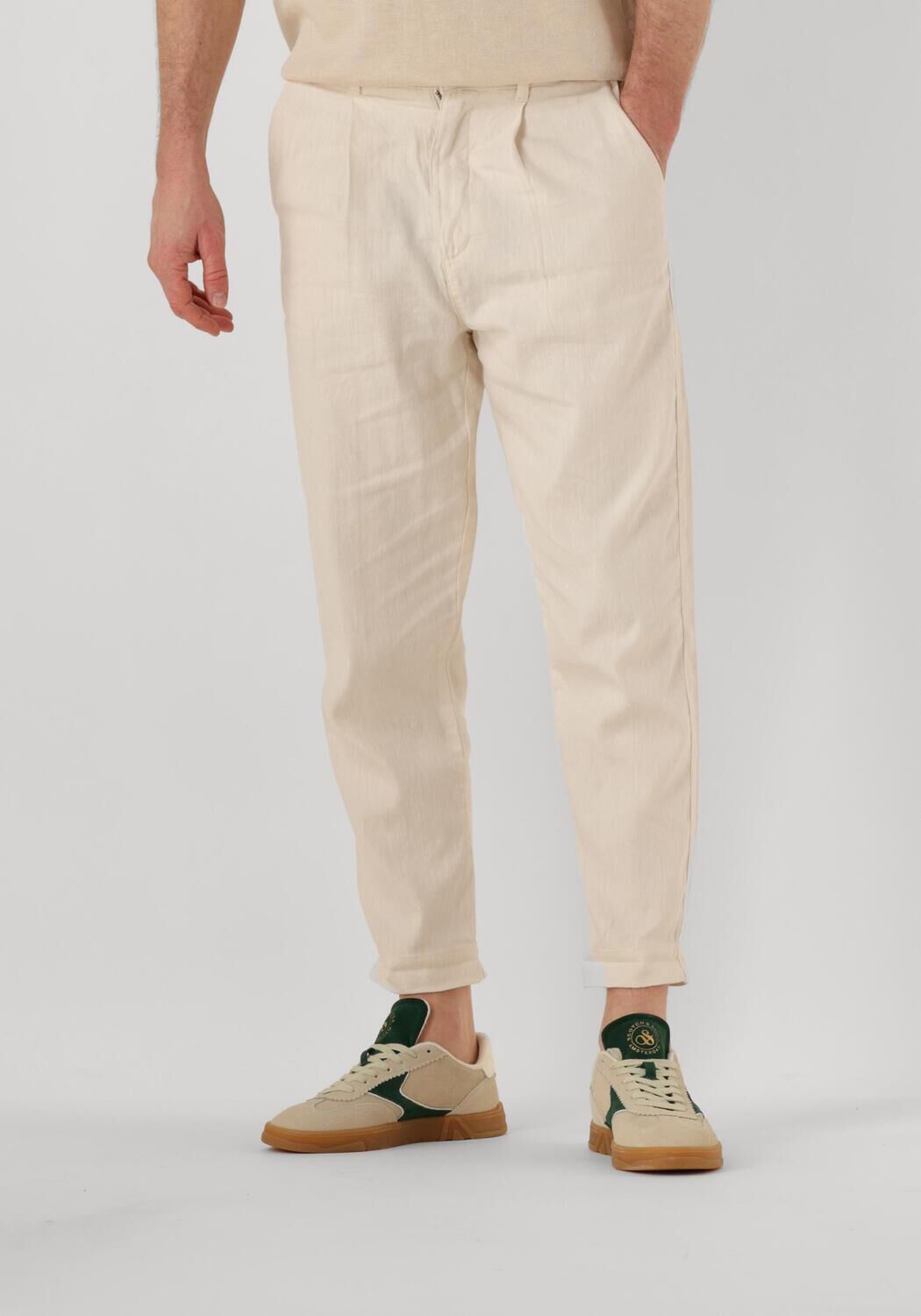 SELECTED HOMME Heren Broeken Slh180-relaed Crop Ron Sun Pleat Pant Beige