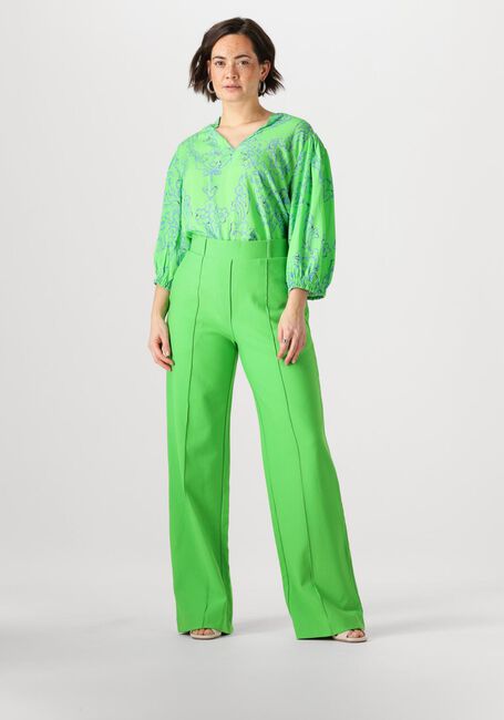 Groene JANSEN AMSTERDAM Pantalon ABBY BROEK HVM 439 WIDE LONG - large