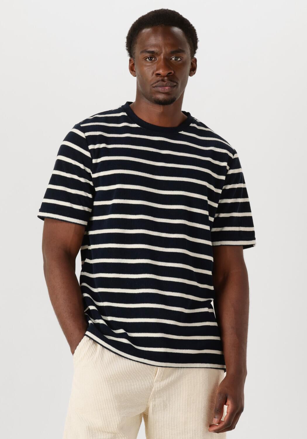 ANERKJENDT Heren Polo's & T-shirts Akkikki Frotte Stripe Tee Zwart