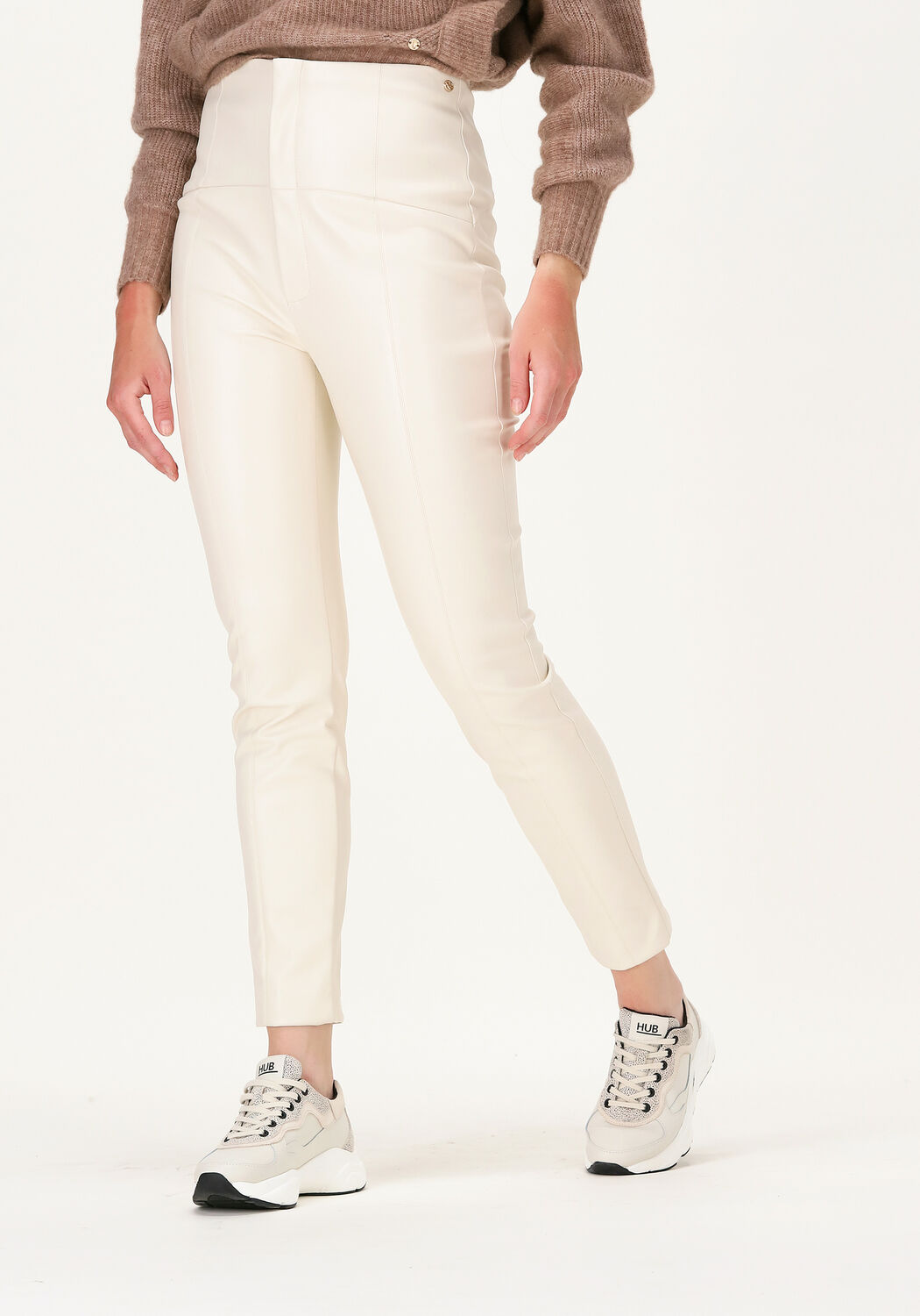 Witte leren broek dames shop