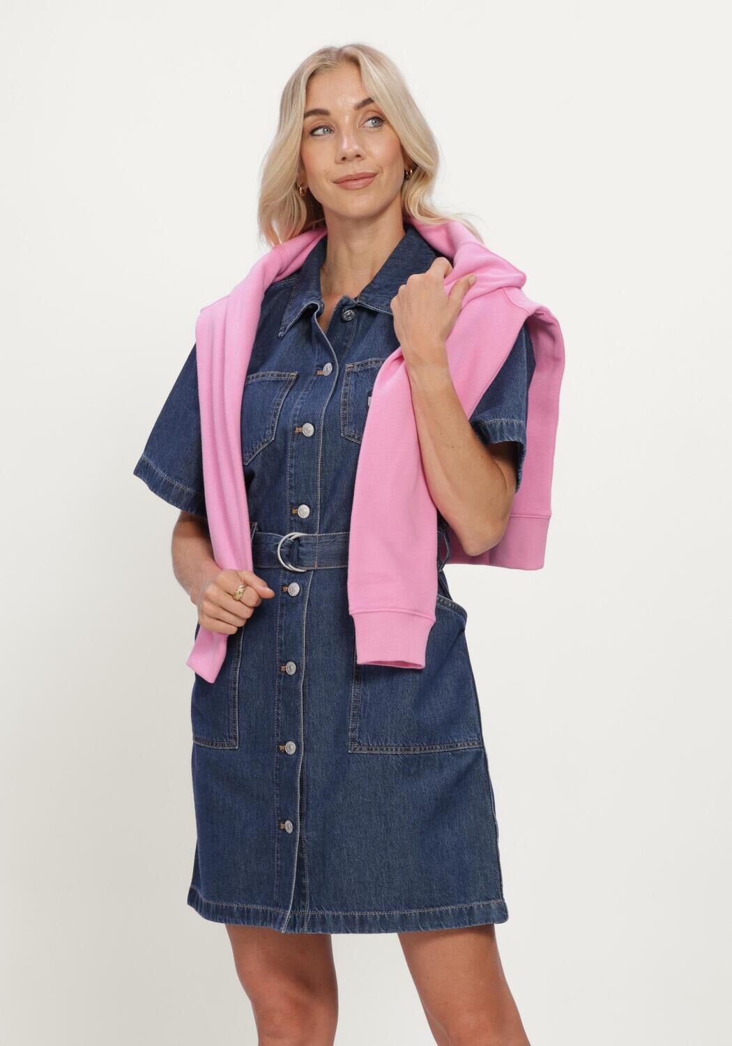 Blauwe TOMMY JEANS Mini jurk UTILITY SHIRT DRESS CJ8036 - large