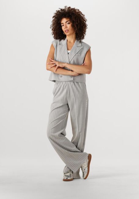 Lichtgrijze ALIX THE LABEL Wijde broek LADIES WOVEN PINSTRIPE PANTS - large
