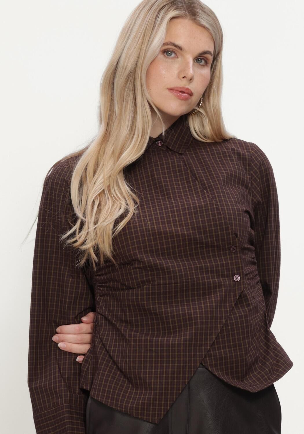 Bruine NEO NOIR Top FENLI SMALL CHECK SHIRT - large