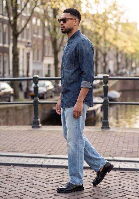 Blauwe G-STAR RAW Casual overhemd REGULAR 1-PKT SHIRT L\S - large