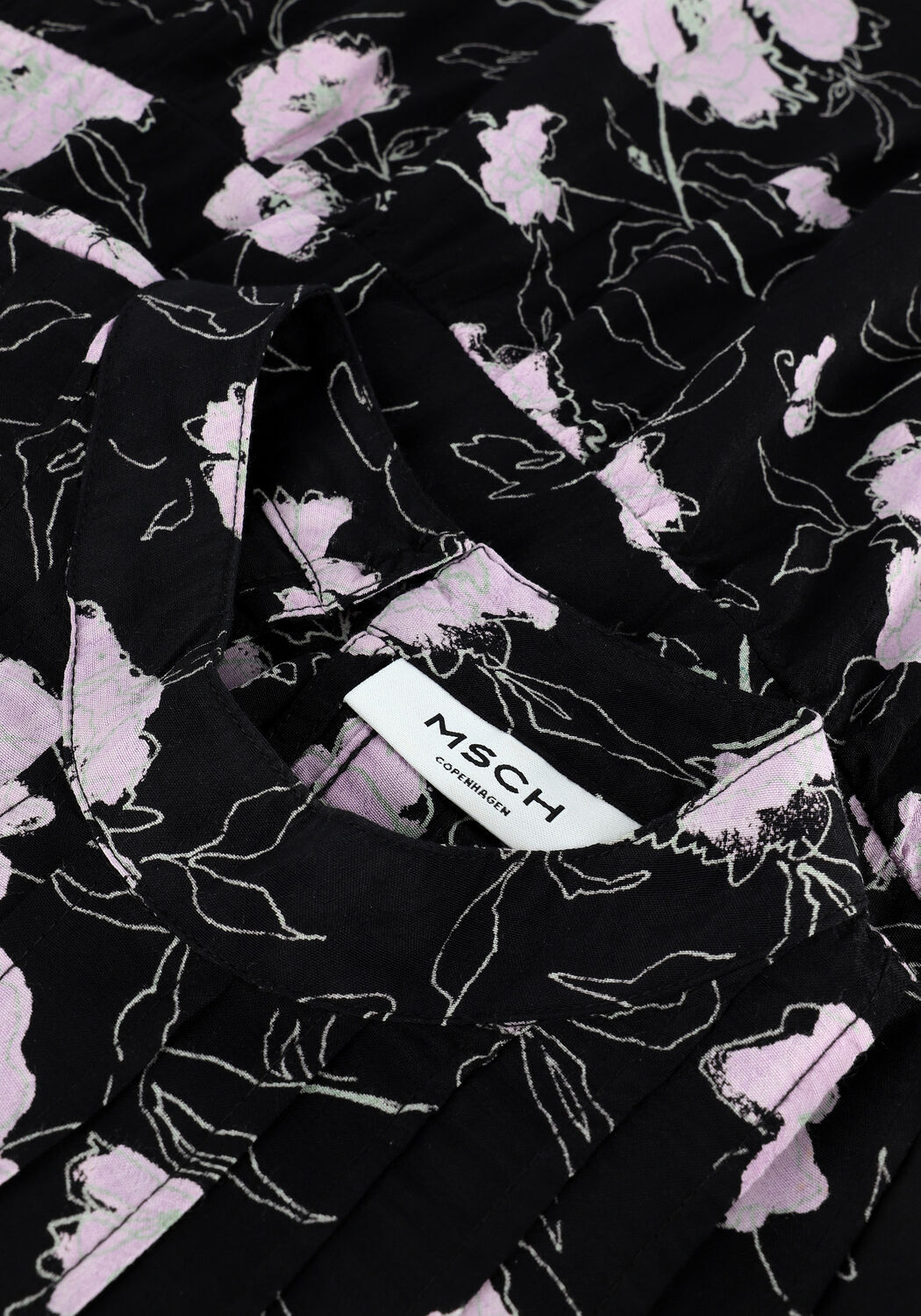 Zwarte MSCH COPENHAGEN Mini jurk LORINA MOROCCO LS DRESS - large