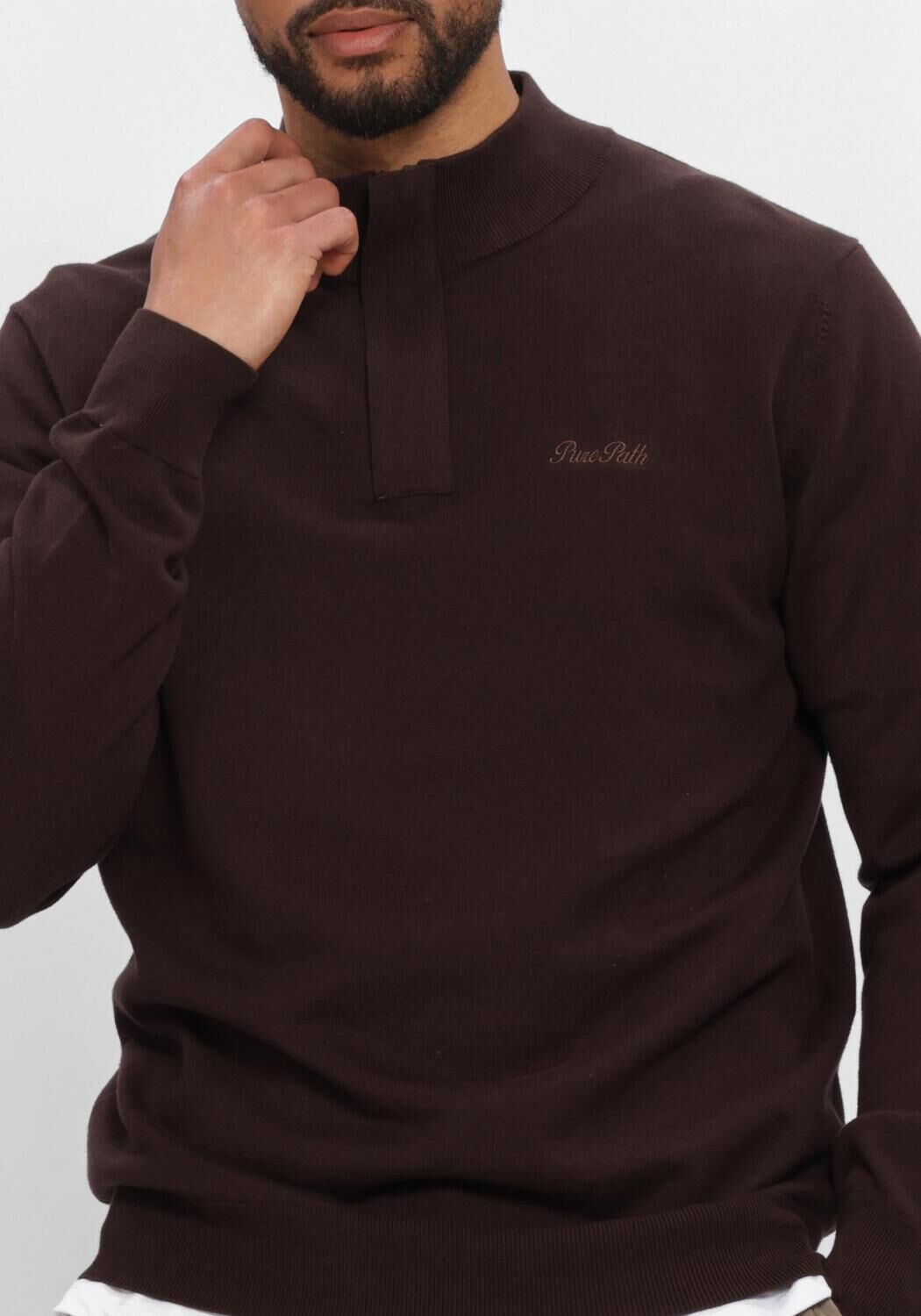 Bruine PURE PATH Trui LIGHT WEIGHT HIDDEN HALF-ZIP - large