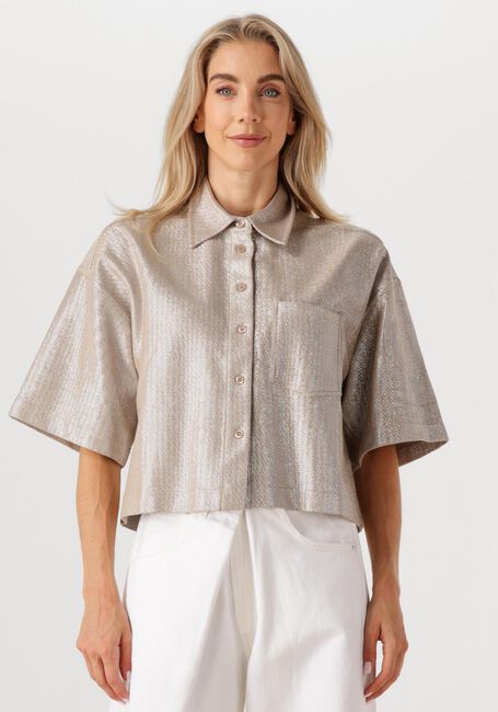 Zilveren ALIX THE LABEL Blouses LADIES WOVEN FOIL CROPPED BLOUSE - large