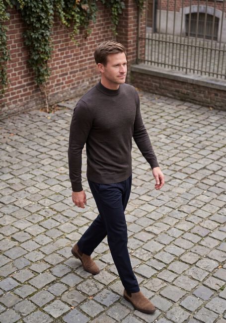 Donkergrijze PROFUOMO Trui PULLOVER MOCK NECK EXTRAFINE MERINO - large