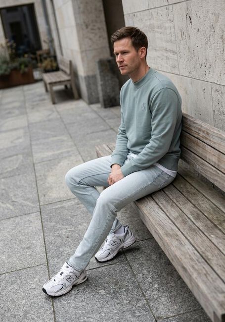 Grijze CALVIN KLEIN Trui INTERLOCK CREW NECK - large